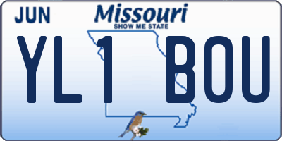 MO license plate YL1B0U