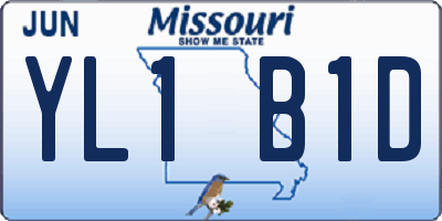 MO license plate YL1B1D