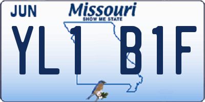 MO license plate YL1B1F