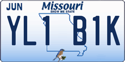 MO license plate YL1B1K