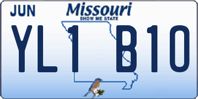 MO license plate YL1B1O