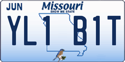 MO license plate YL1B1T