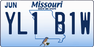 MO license plate YL1B1W