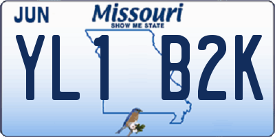 MO license plate YL1B2K