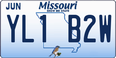 MO license plate YL1B2W