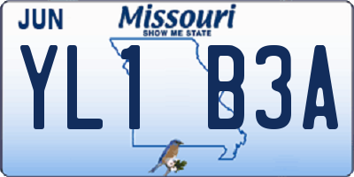 MO license plate YL1B3A