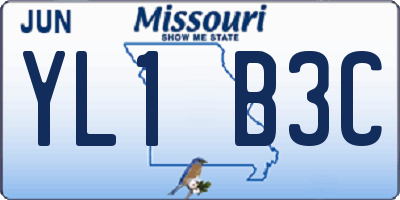 MO license plate YL1B3C