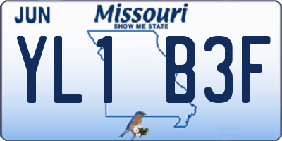 MO license plate YL1B3F
