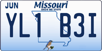 MO license plate YL1B3I
