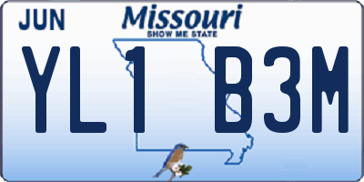MO license plate YL1B3M