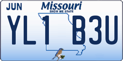 MO license plate YL1B3U