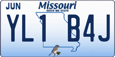 MO license plate YL1B4J