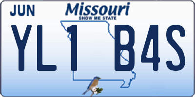 MO license plate YL1B4S