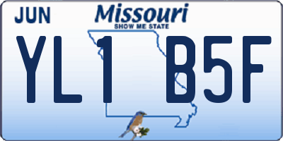 MO license plate YL1B5F