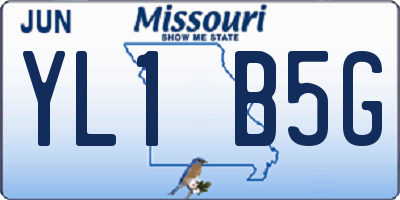 MO license plate YL1B5G
