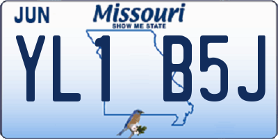 MO license plate YL1B5J