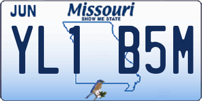 MO license plate YL1B5M