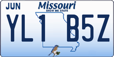 MO license plate YL1B5Z