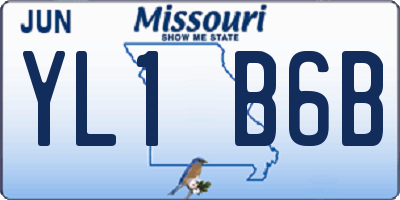 MO license plate YL1B6B