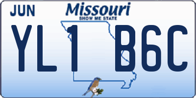 MO license plate YL1B6C