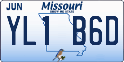 MO license plate YL1B6D
