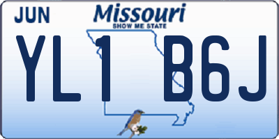 MO license plate YL1B6J