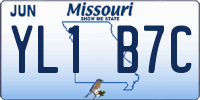MO license plate YL1B7C
