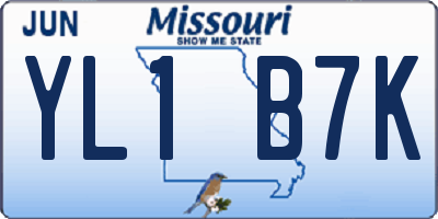 MO license plate YL1B7K