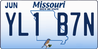 MO license plate YL1B7N