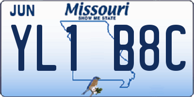 MO license plate YL1B8C