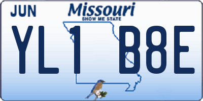 MO license plate YL1B8E