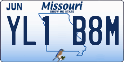 MO license plate YL1B8M