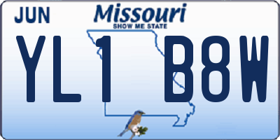 MO license plate YL1B8W