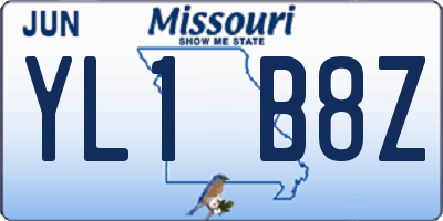 MO license plate YL1B8Z