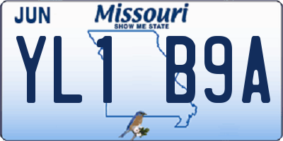 MO license plate YL1B9A