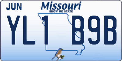 MO license plate YL1B9B