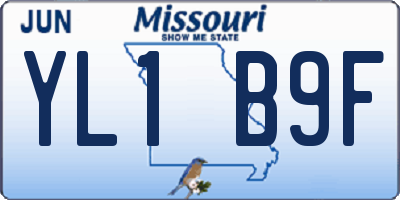 MO license plate YL1B9F