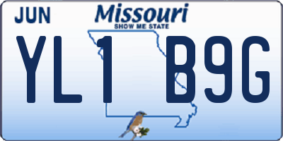 MO license plate YL1B9G