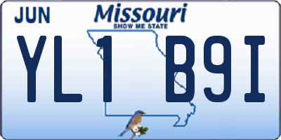 MO license plate YL1B9I