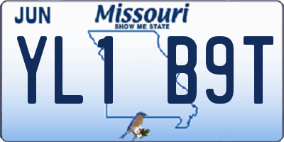 MO license plate YL1B9T