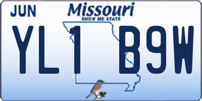 MO license plate YL1B9W