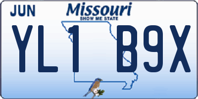 MO license plate YL1B9X
