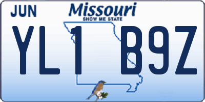 MO license plate YL1B9Z