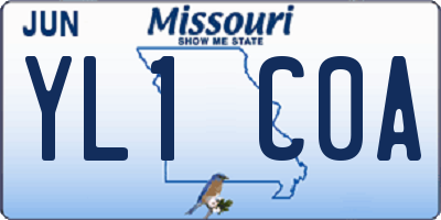 MO license plate YL1C0A
