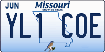 MO license plate YL1C0E