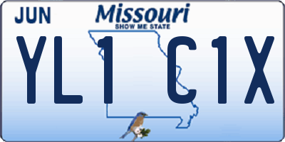MO license plate YL1C1X