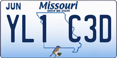 MO license plate YL1C3D