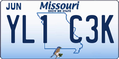 MO license plate YL1C3K