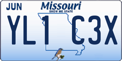 MO license plate YL1C3X