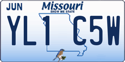 MO license plate YL1C5W